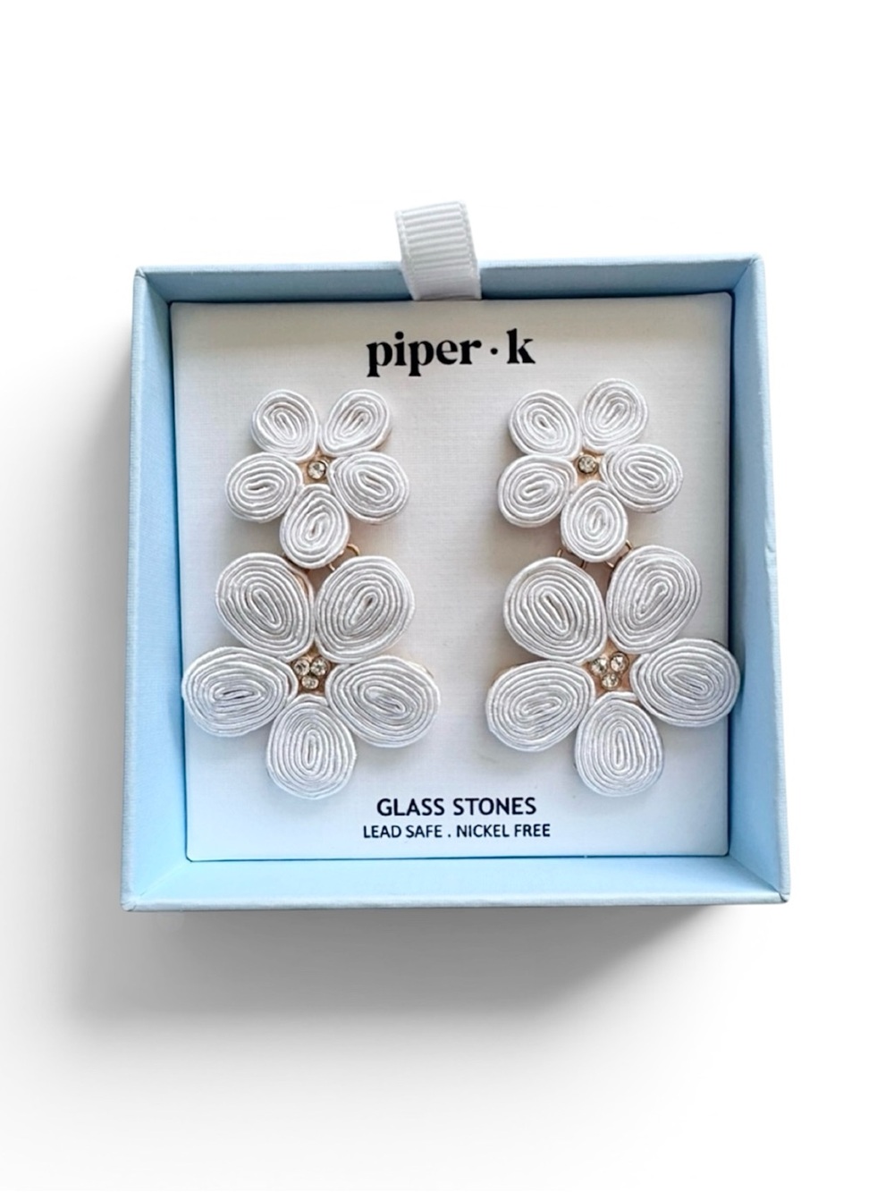 Piper K White Floral Earrings